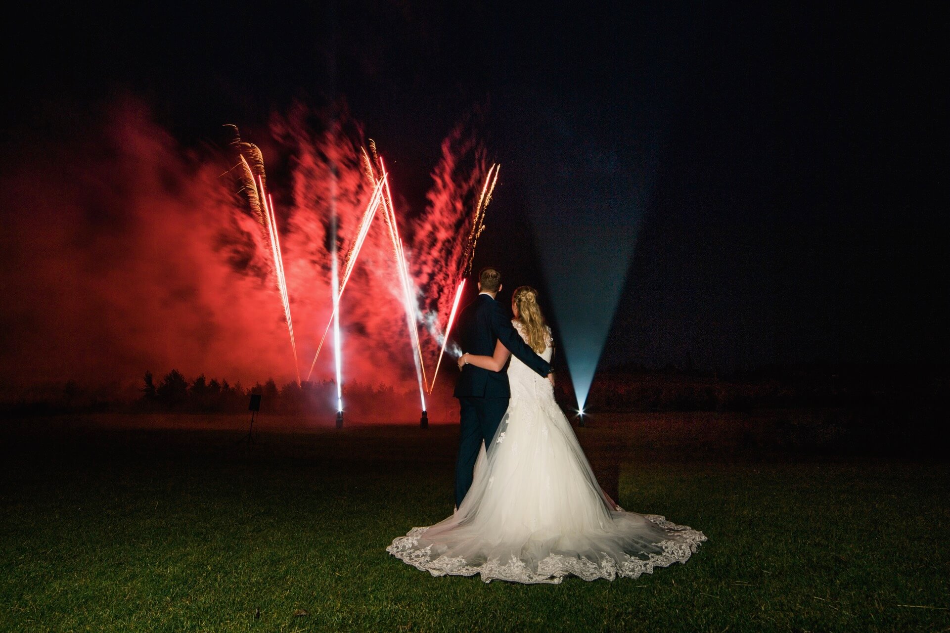 fireworks display at a wedding