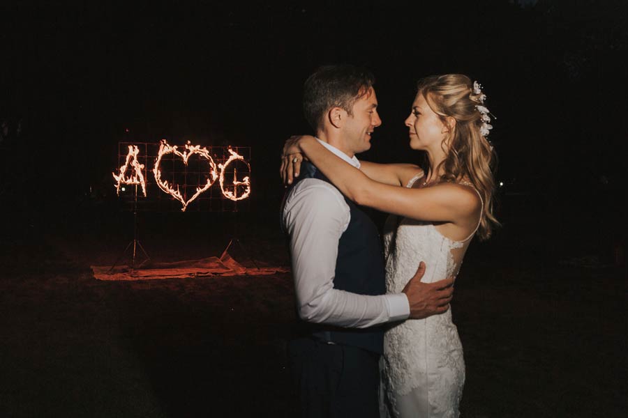 Wedding fire writing available as part of your wedding firework package.