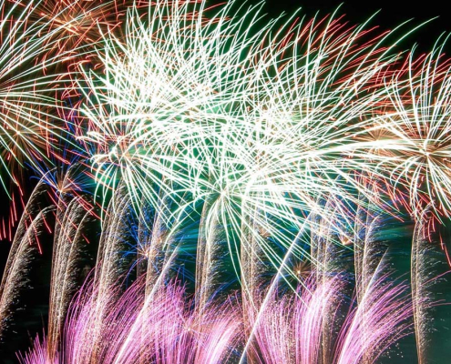 Fireworks displays by Electrify Pyrotechnics.